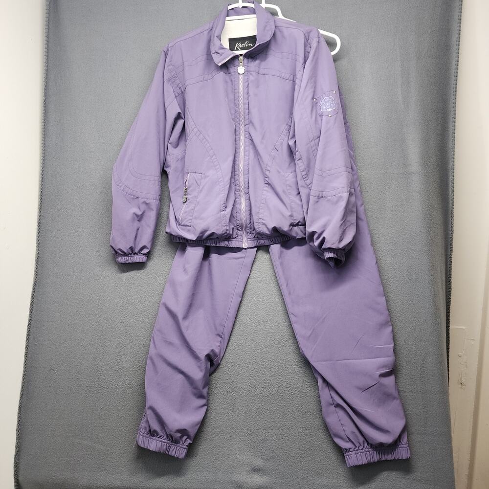 Vintage Kaelin Jogging Suit Womens Large Jacket Pants Lined Purple Windbreaker